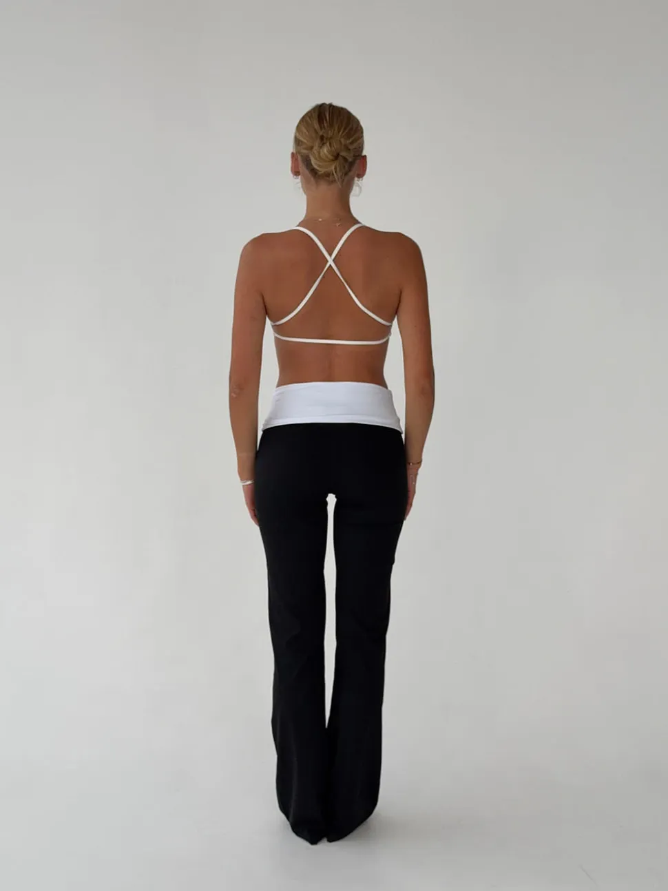 Essential folded yoga pants - Jet black/cloud