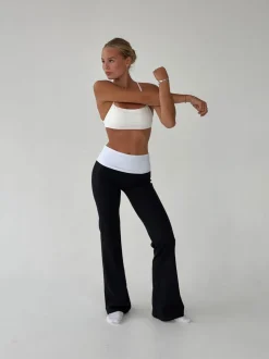 Essential folded yoga pants - Jet black/cloud