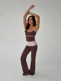 Essential folded yoga pants - Espresso/candyfloss