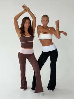 Essential folded yoga pants - Espresso/candyfloss