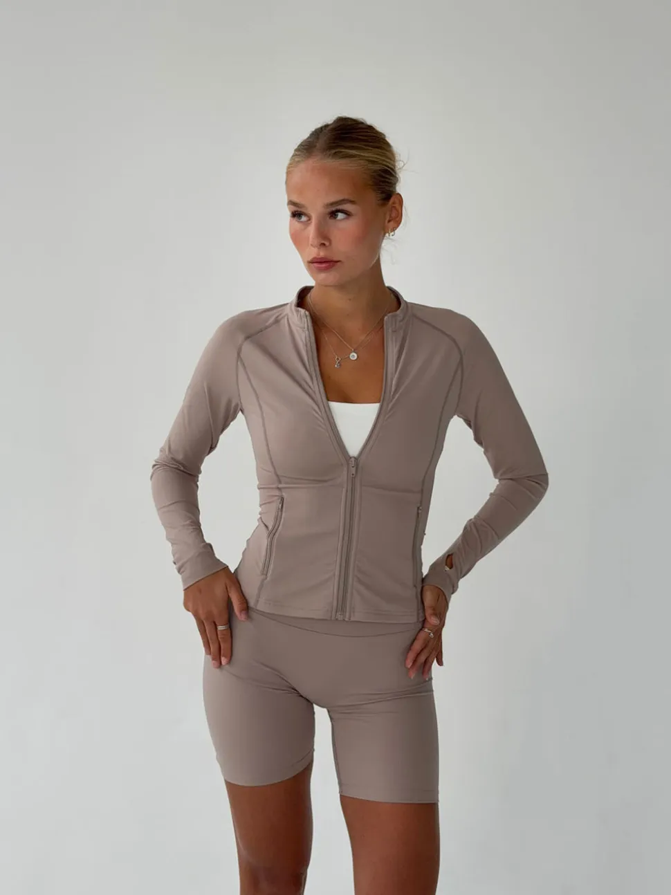 Essential zip up jakke - Ash