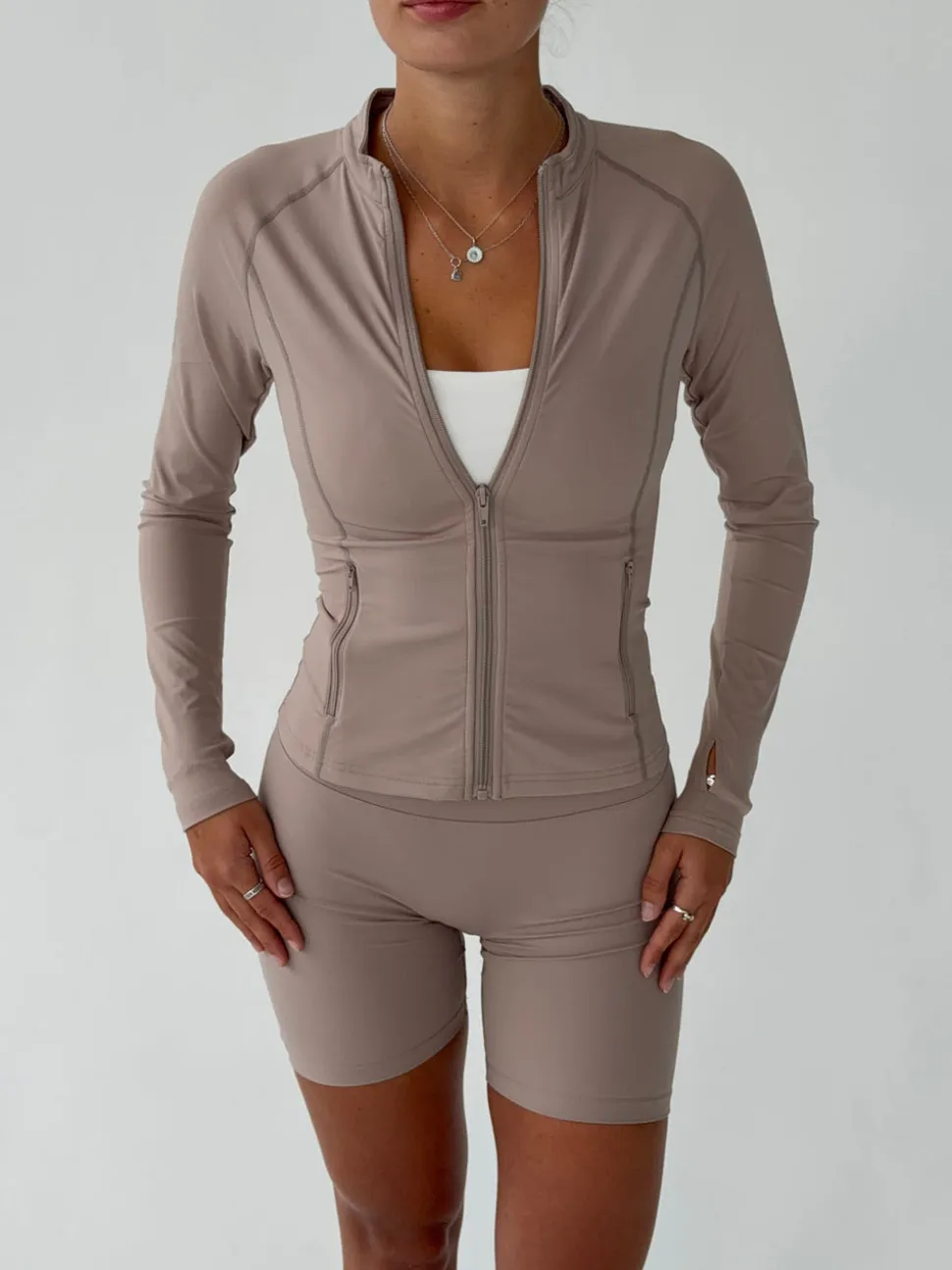Essential zip up jakke - Ash