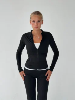 Essential zip up jakke - Jet black