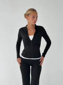Essential zip up jakke - Jet black