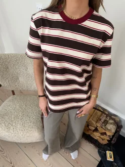 Estella stribet t-shirt - Brun/bordeaux
