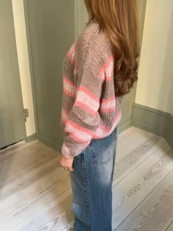 Evelina striktrøje - Brun/pink
