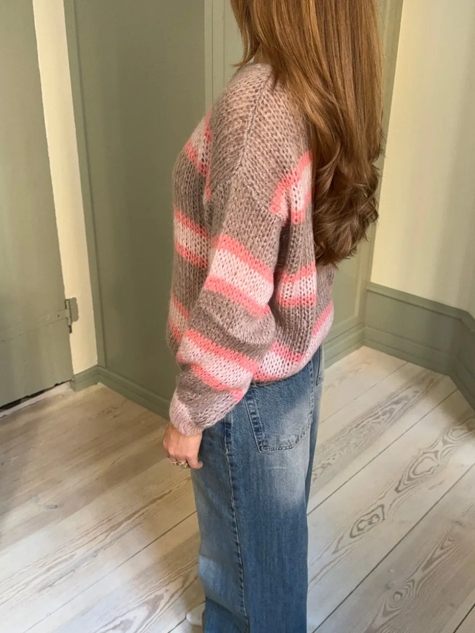 Evelina striktrøje - Brun/pink