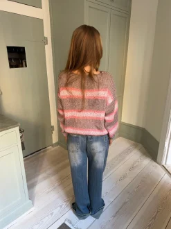 Evelina striktrøje - Brun/pink