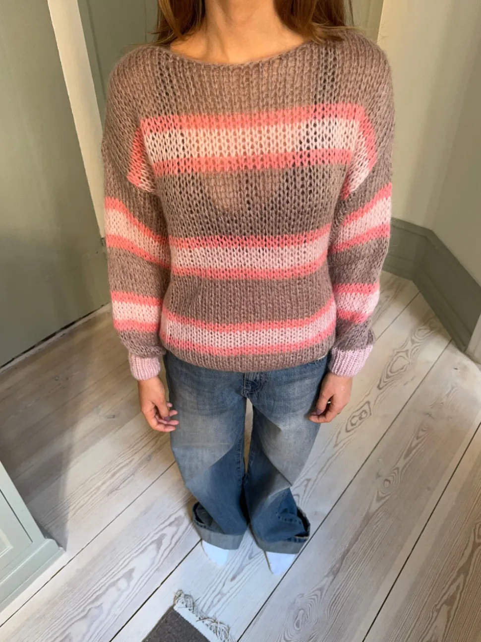 Evelina striktrøje - Brun/pink