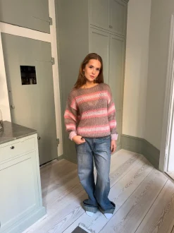 Evelina striktrøje - Brun/pink