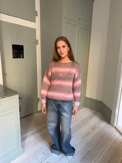 Evelina striktrøje - Brun/pink