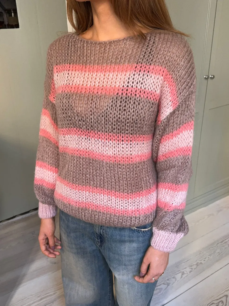 Evelina striktrøje - Brun/pink