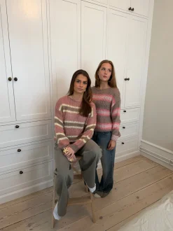 Evelina striktrøje - Pink/gul/brun