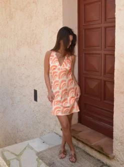 Evie kjole med mønster - Orange