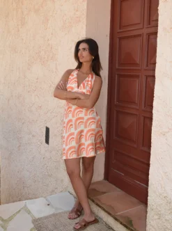 Evie kjole med mønster - Orange