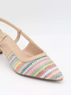 Fantella slingback hæle med mønster - Multifarvet