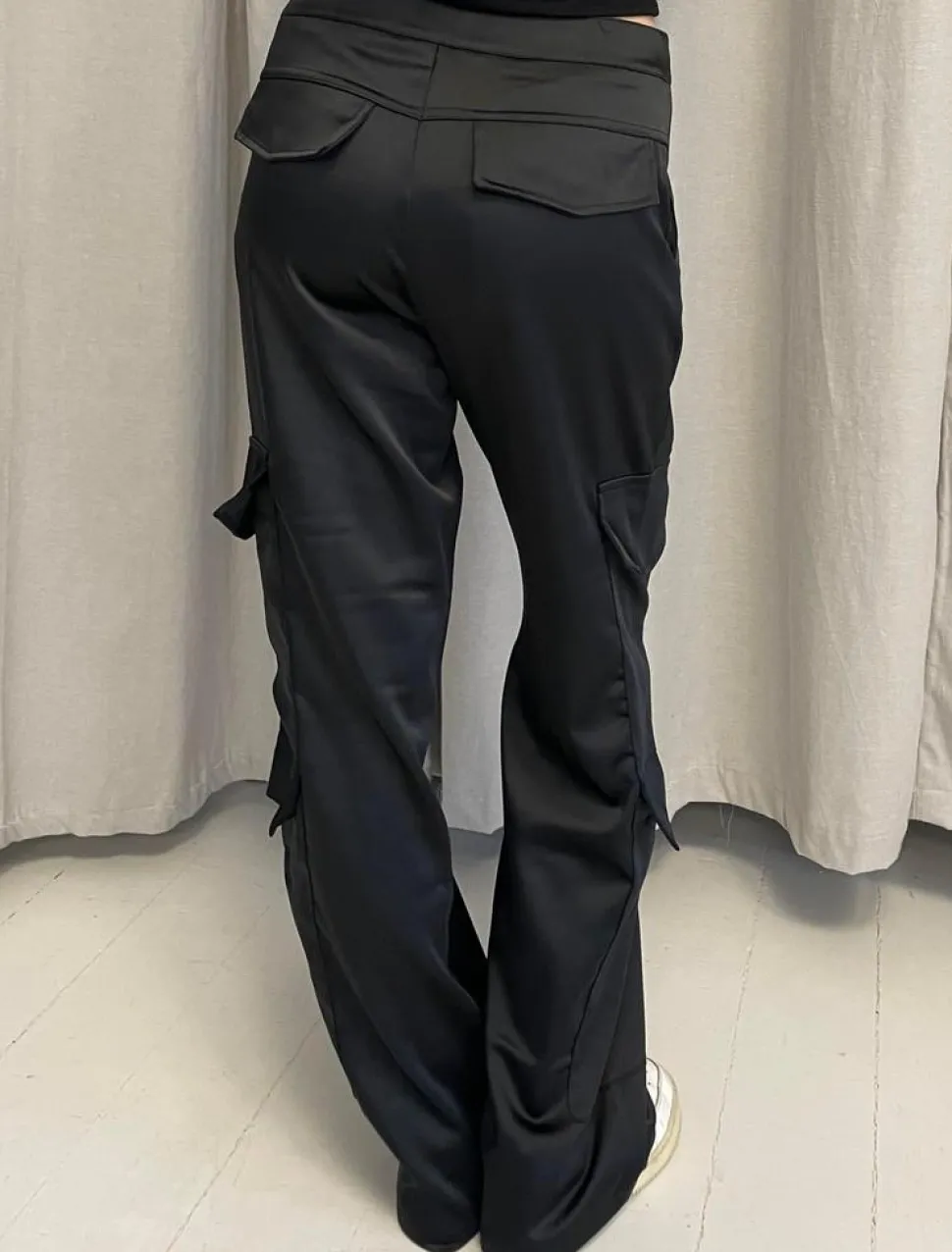 Fauna satin cargo bukser - Sort