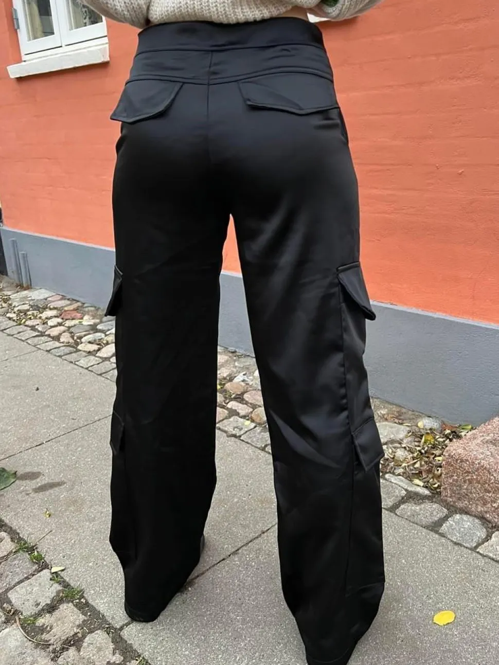 Fauna satin cargo bukser - Sort