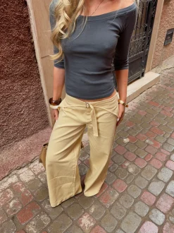 Fillina jeans med bælte - Gul