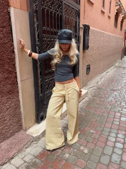 Fillina jeans med bælte - Gul