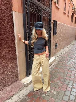 Fillina jeans med bælte - Gul