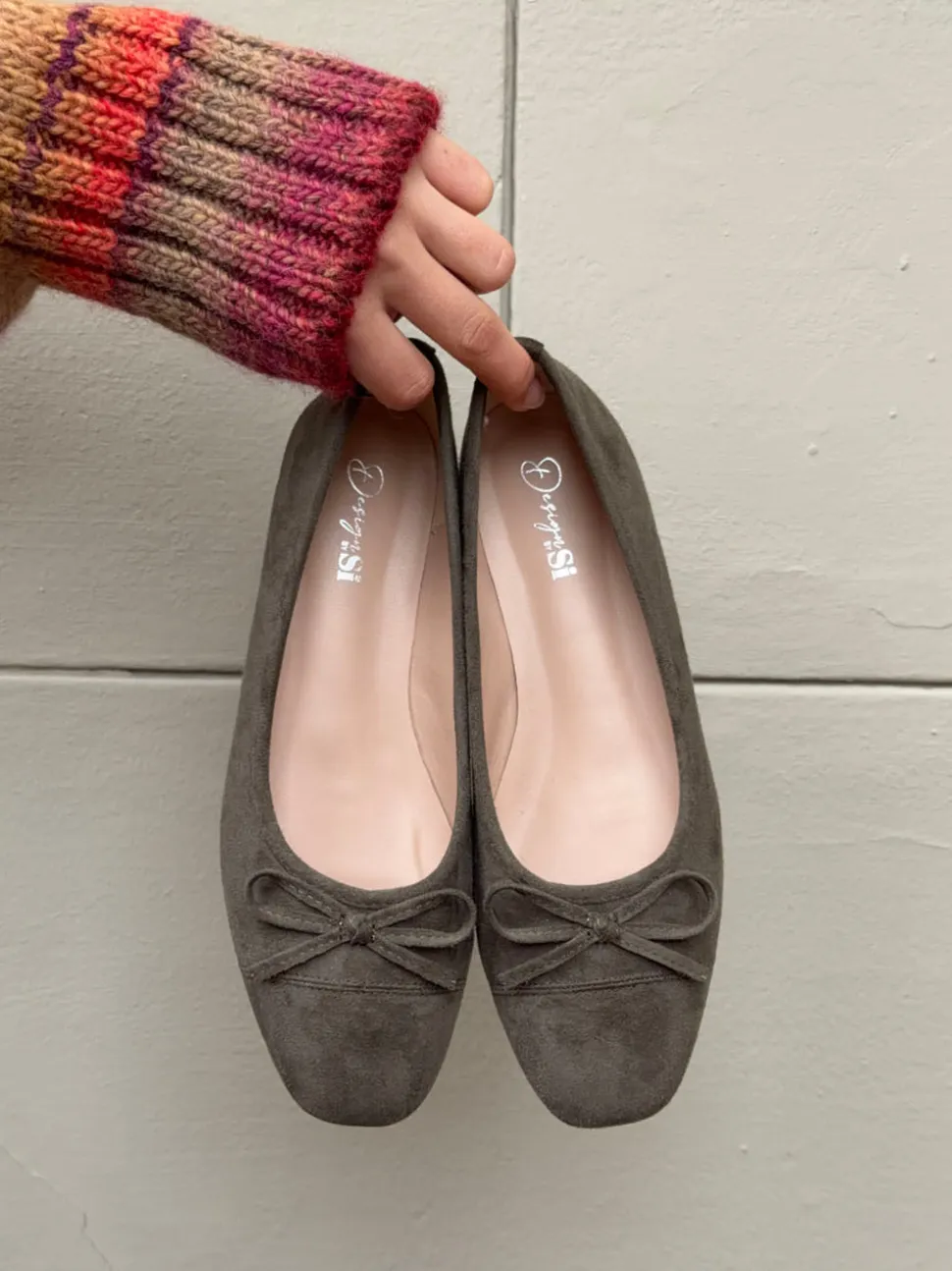 Fione ballerinaer i ruskind - Kaki