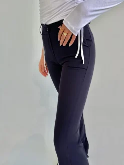 Flare bukser navy med lommer