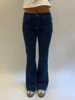 Flared star jeans med guld stjerne - Mørk denim