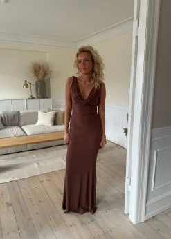Flora maxikjole - Brun