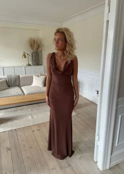 Flora maxikjole - Brun