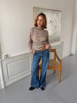 Floraline lavtaljede jeans - Blå denim