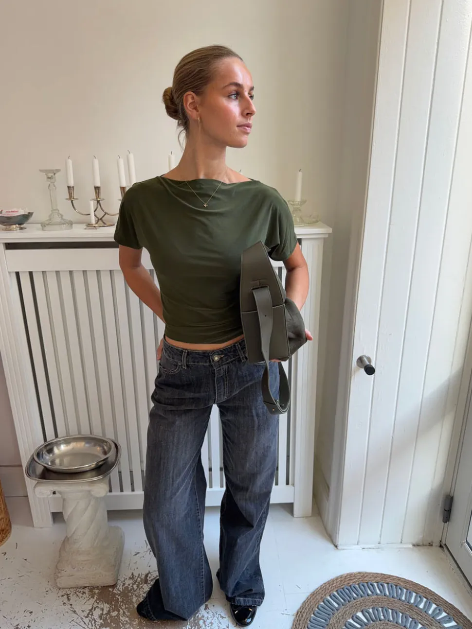 Florine figursyet t-shirt - Kaki