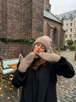 Fluffy handsker - Taupe