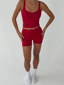 Folded essential shorts - Cherry
