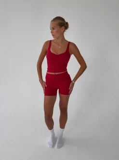 Folded essential shorts - Cherry