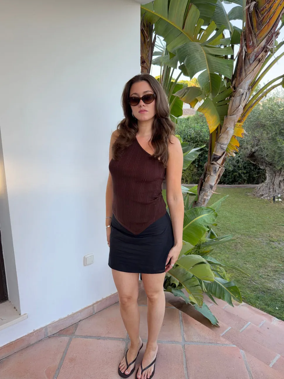 Frey one shoulder top - Brun
