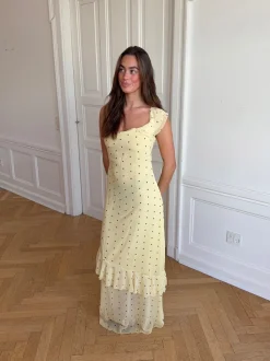 Froda kjole med prikker - Gul