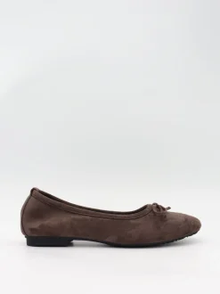 Gina ballerina i ruskind - Mørkebrun