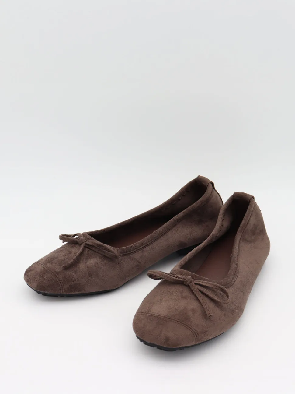 Gina ballerina i ruskind - Mørkebrun