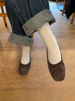 Gina ballerina i ruskind - Mørkebrun