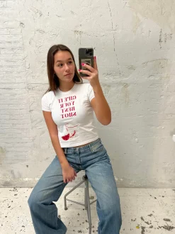 Give it your best shot baby tee - Hvid