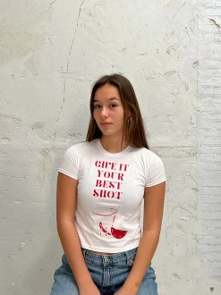 Give it your best shot baby tee - Hvid