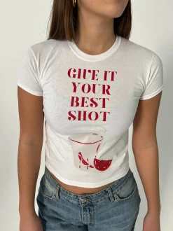 Give it your best shot baby tee - Hvid