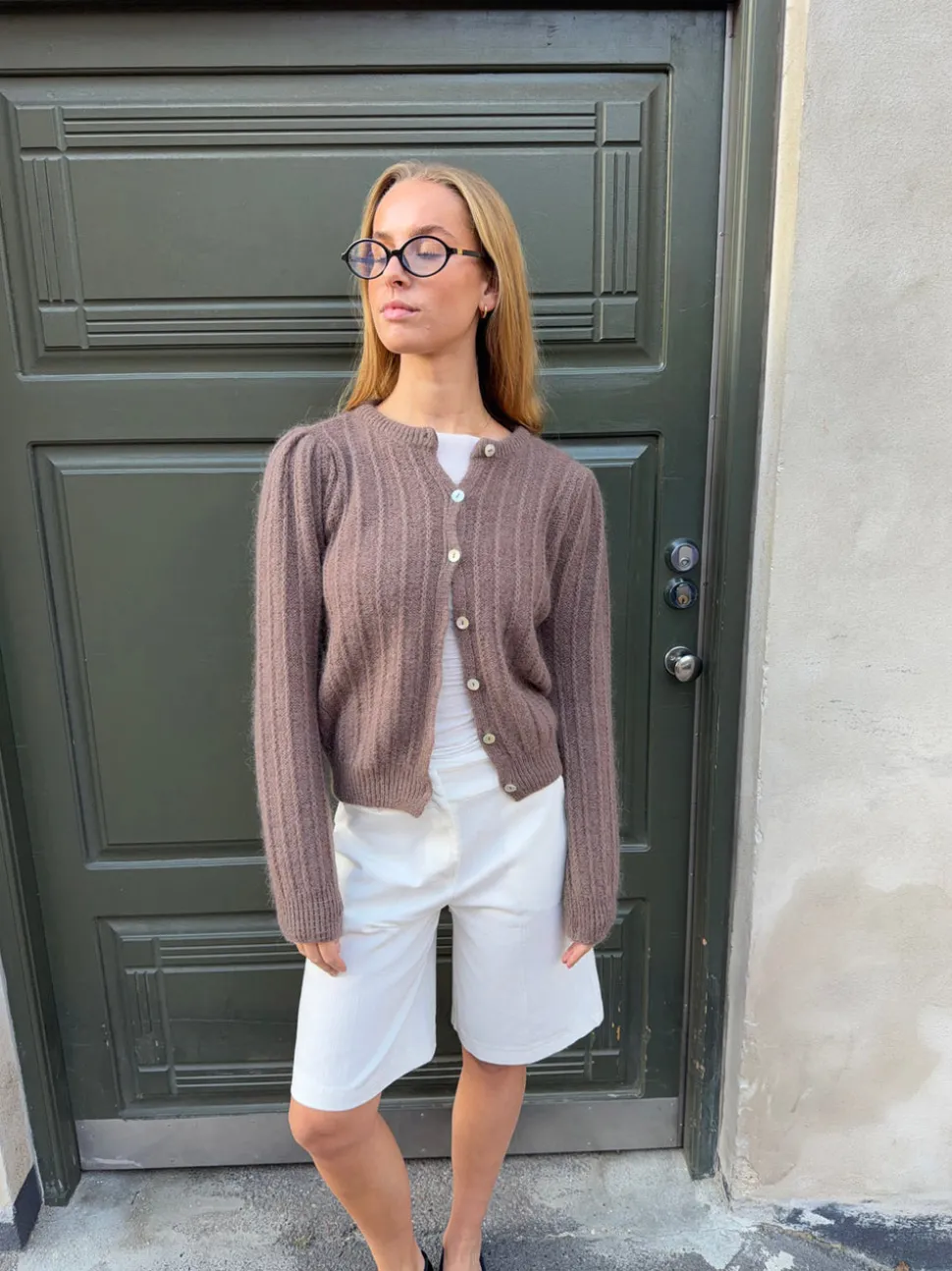 Grace cardigan i strik - Brun
