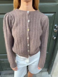Grace cardigan i strik - Brun