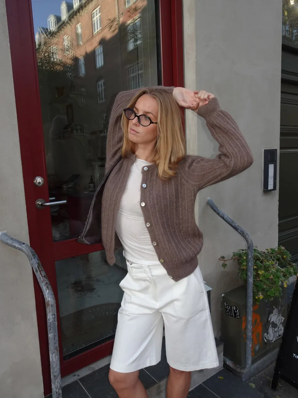 Grace cardigan i strik - Brun