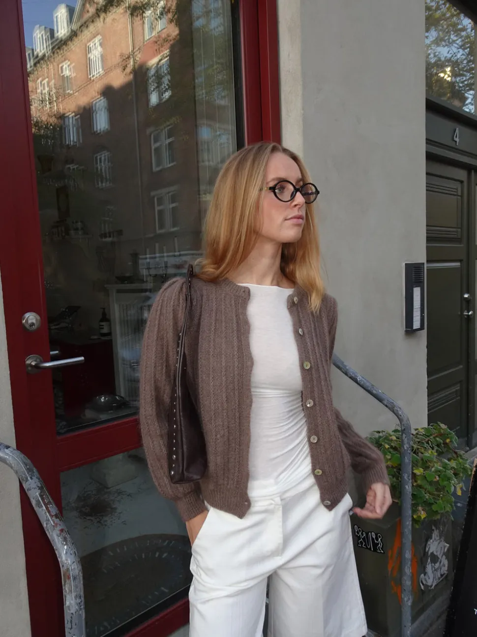 Grace cardigan i strik - Brun