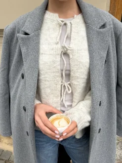 Gunilla strikket cardigan med bindedetaljer - Beige