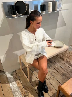 Gunilla strikket cardigan med bindedetaljer - Beige