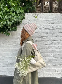 Haze hue med striber - Lyserød/beige/blå